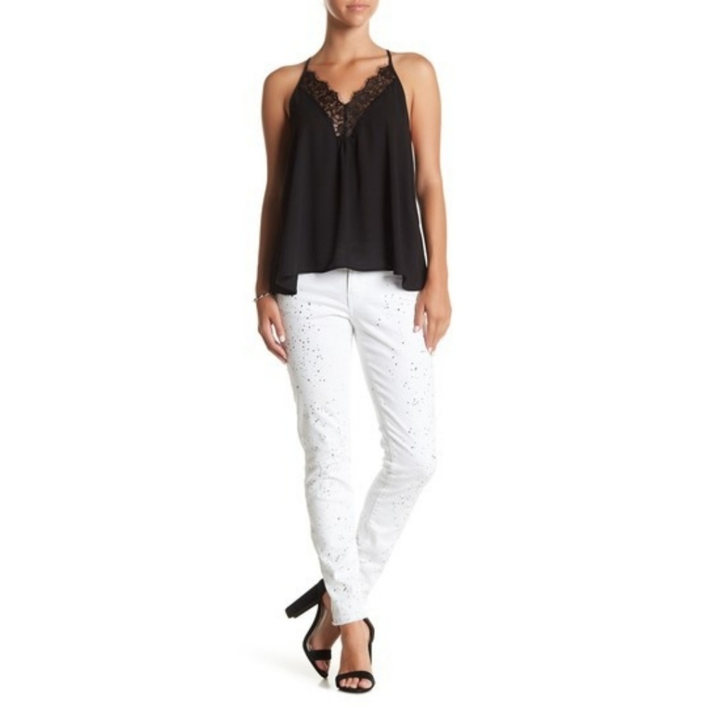 DEX WHITE & BLACK SPLATTER SKINNY JEANS 🆕 - Picture 4 of 8
